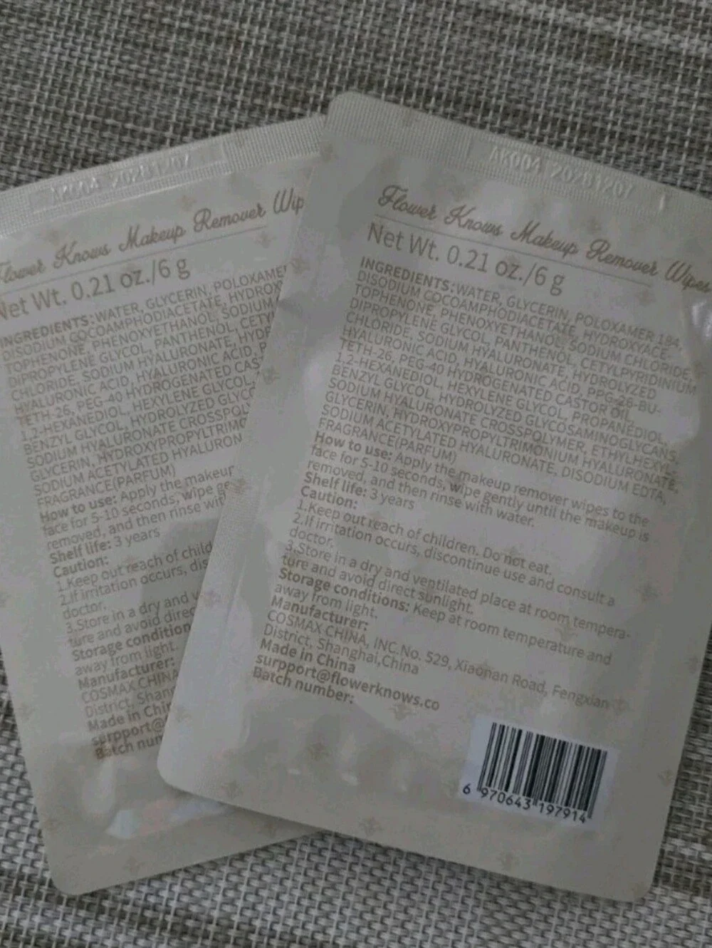 3x Flower Knows Face Makeup Remover Single Wipe 6g Each Trial Pack. New